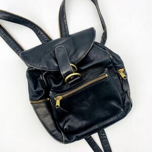 Frye black leather distressed backpack